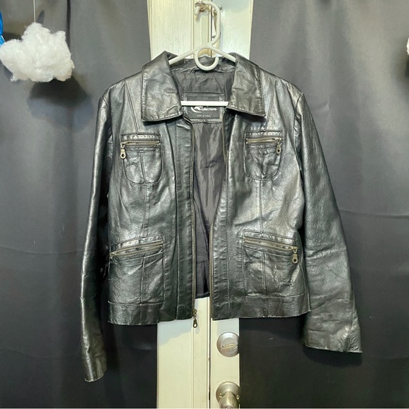L ZLC Collections Black Real Leather jacket - Picture 1 of 8